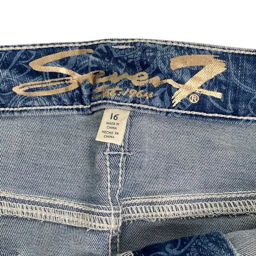 Seven 7 Denim Mini Skirt Womens Size 16‎ Delancey Paisley Print Boho Stretch 337
